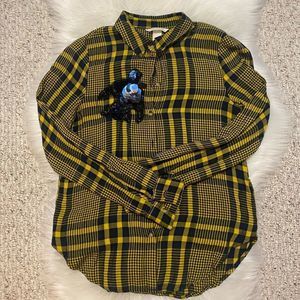 H&M Embellished Bird Plaid Shirt